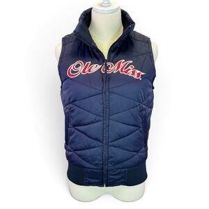Colosseum Athletics Ole Miss Rebels Full Zip Puffer Vest Womens Small Blue